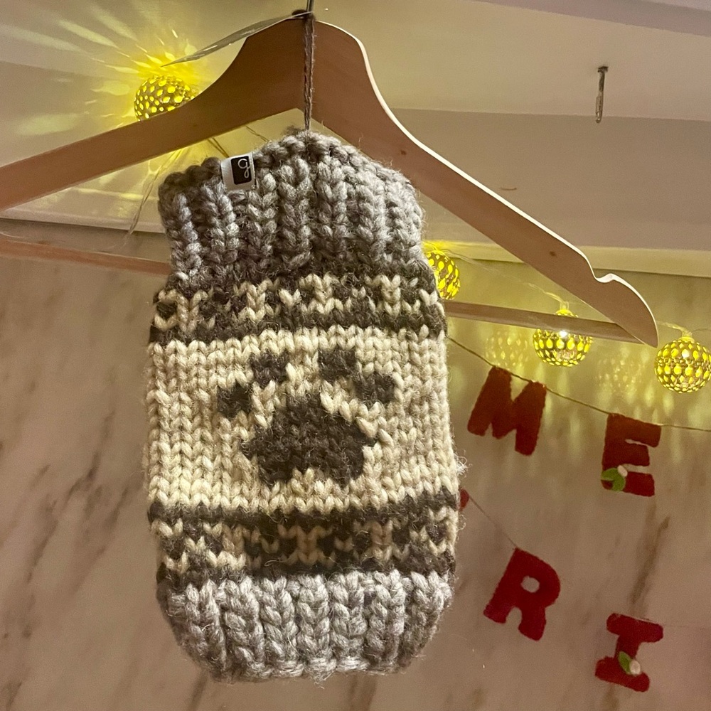 Cozy Hand Knit Dog Sweater - Brown and Cream